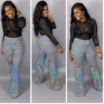 Casual Sequined Wide Leg Trousers