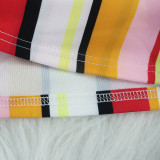 Colorful V-neck Striped T-shirt