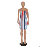 Contrast Striped Straps Dress