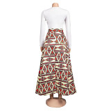 Casual Printed Long Skirt