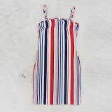 Contrast Striped Straps Dress