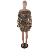 Off Shoulder Leopard Print Mini Club Dress