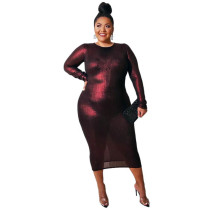 Knitted Plus Size Long Sleeve Midi Dress