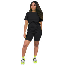 Solid Color Basic Shirt and Tight Shorts