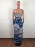 Casual Printed Strapless Maxi Dress