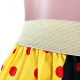 Lip & Letter Print Pleated Skirt