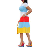 Casual Colorblock Striped Midi Dress