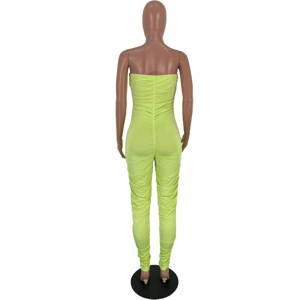 Solid Color Strapless Stacked Jumpsuit