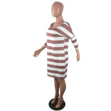 Casual Striped Print Loose Club Dress