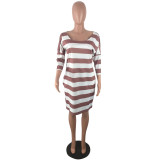 Casual Striped Print Loose Club Dress