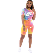 Casual Letter Print Sports Two-Piece Short Set