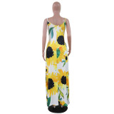 Sunflower Straps Bohemian Maxi Dress