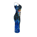 Casual Tie-dye Cartoon Straps Midi Dress