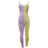 Casual Splicing Strap Letter Stacked Jumpsuit