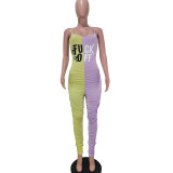 Casual Splicing Strap Letter Stacked Jumpsuit