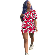 Casual Cartoon Pattern Printed Two Piece Set