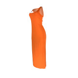 Solid Color Backless Bandage Sleeveless Maxi Dress