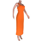 Solid Color Backless Bandage Sleeveless Maxi Dress