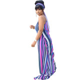 Casual Striped Printed Straps Maxi Dress