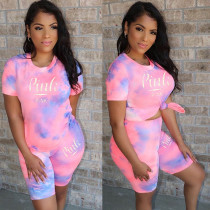 Casual Tie-dye Printed Two Piece Set