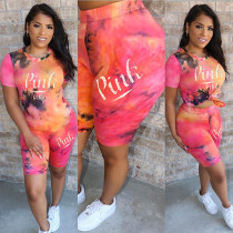 Casual Tie-dye Printed Two Piece Set