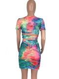 Casual Tie-dye Printed Mini Dress