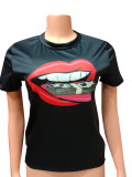 Casual Printed Lips T-shirt