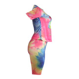Casual Tie-dye Tongue Printed Two Piece Set