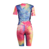 Casual Tie-dye Tongue Printed Two Piece Set