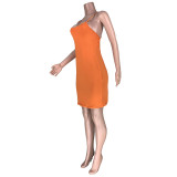 Solid Color Straps Cross-shoulder Sexy Dress