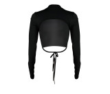 Solid Color Sports Sunscreen Crop Top