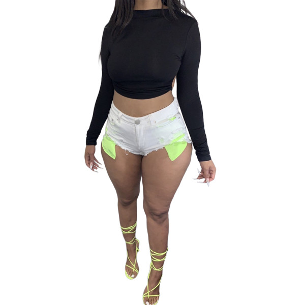Solid Color Sports Sunscreen Crop Top