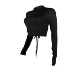 Solid Color Sports Sunscreen Crop Top