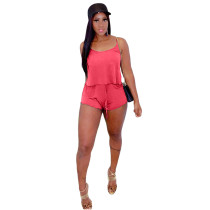 Solid Color Straps Short Outfits