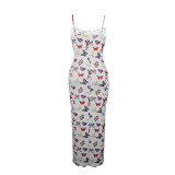 Casual Printed Straps Maxi Dress
