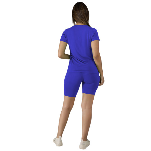 Solid Color Cotton Basic Shirt and Tight Shorts