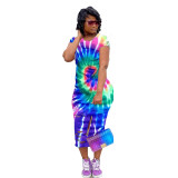 Casual Print Burnt Colorful Mid Dress