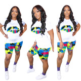 Camouflage Lips Printed 2 Piece Shorts Set