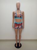 Casual Print Letter Vest Activewear and Shorts