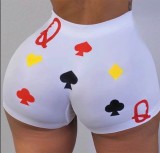 Ladies Poker Printed Yoga Shorts