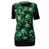 Casual Skull Head T-Shirt Dress