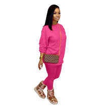 Solid Color Long Sleeve Pant Set