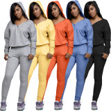 Casual Zipper V-neck Hooded Two Piece Pant Set