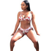 Casual Print Letter Bikini Set