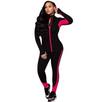 Casual Color Block Stitching Sports Two Piece Outfits
