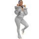 Puffed Slit Puff Sleeve Hooded Sports Two-piece Set