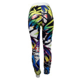 Casual Non-positioning Printed Sweatpants with Belt