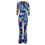 Casual Print Jumpsuit with Belt