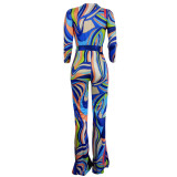 Casual Print Jumpsuit with Belt