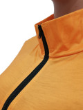 Casual High Neck Zipper Printed Jumpsuit